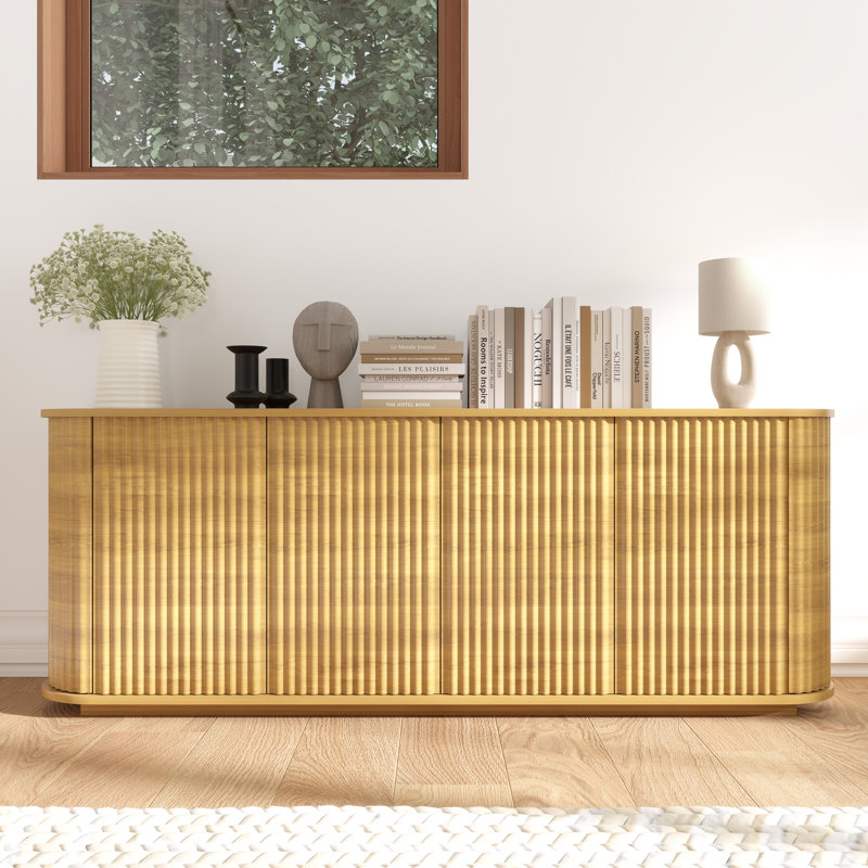 Buffet de rangement 64 "avec motif à vagues, Naturel