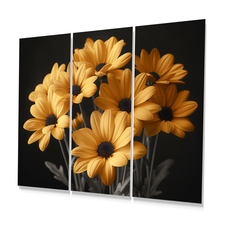 «Yellow Mums», art mural jaune, H 28 po x l 36 po x P 1 po