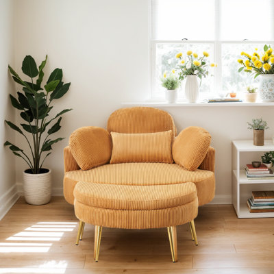 Small Sofa With Storage Ottoman, Small Sofa Bed 3 Pillows, Lazy Small Sofa Suitable For Small Space by George Oliver