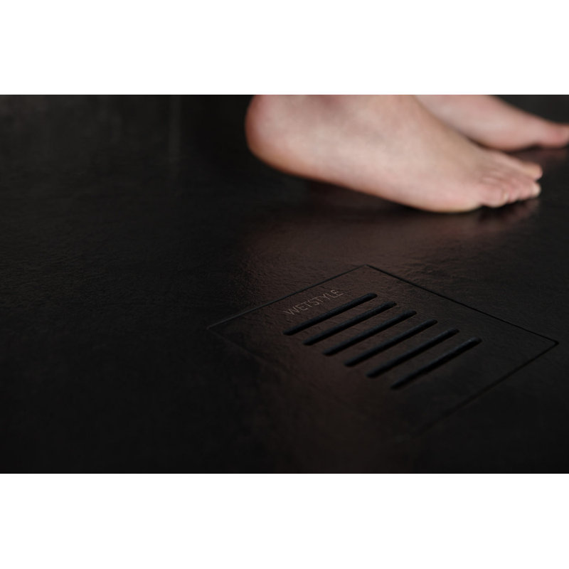 Feel 60" W x 36" D Shower Base, Slate Black 