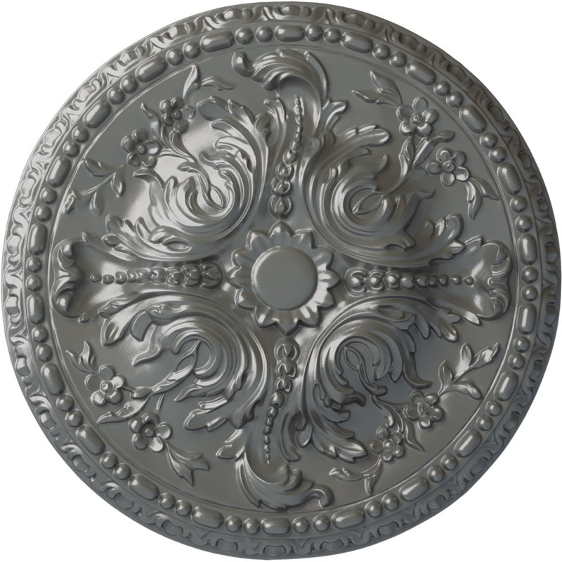 Endurathane Carlsbad Ceiling Medallion, 19 1/2"OD x 1 3/4"P, Hand-Painted Pale Gold Finish, Silver