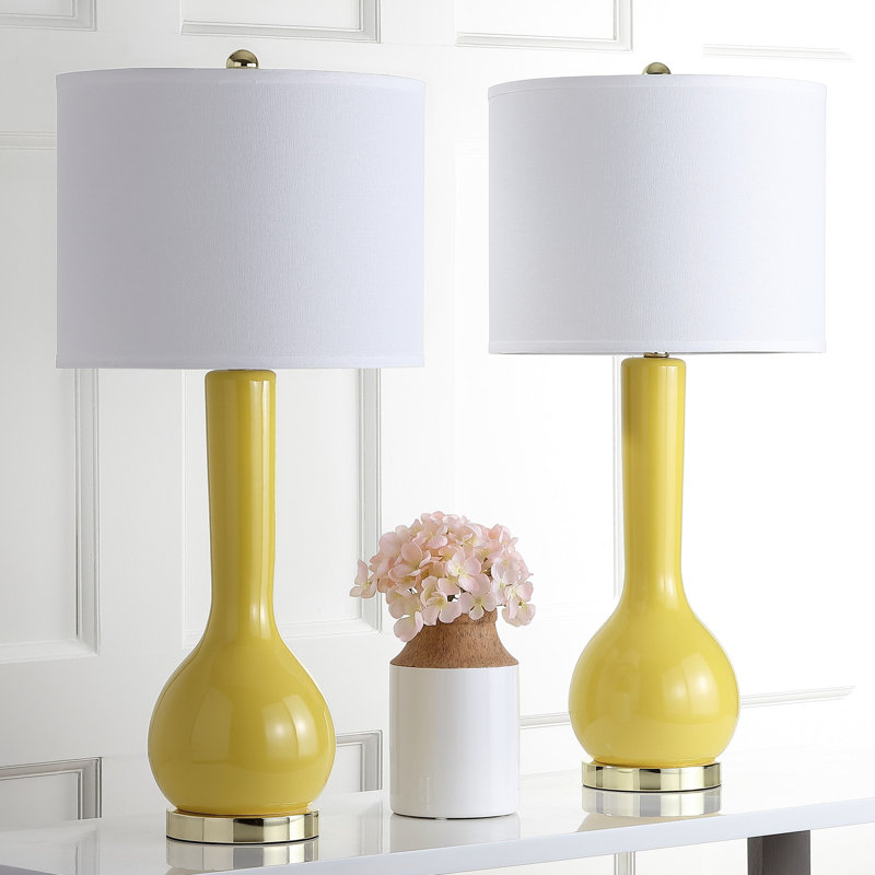 Amoure Ceramic Table Lamp, Mustard Yellow