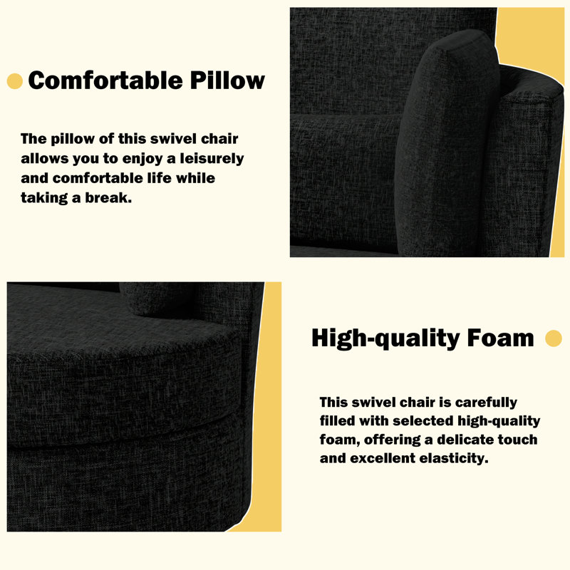 Fauteuil d'appoint pivotant Chenille, Chenille noir