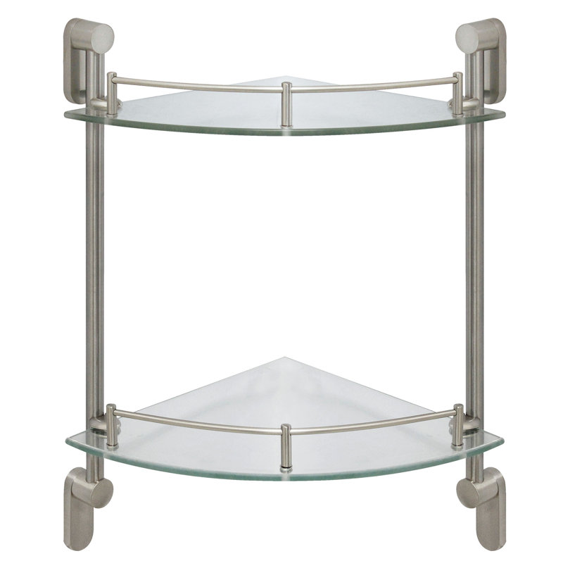 Étagère murale d’angle double Azahara, Nickel satiné