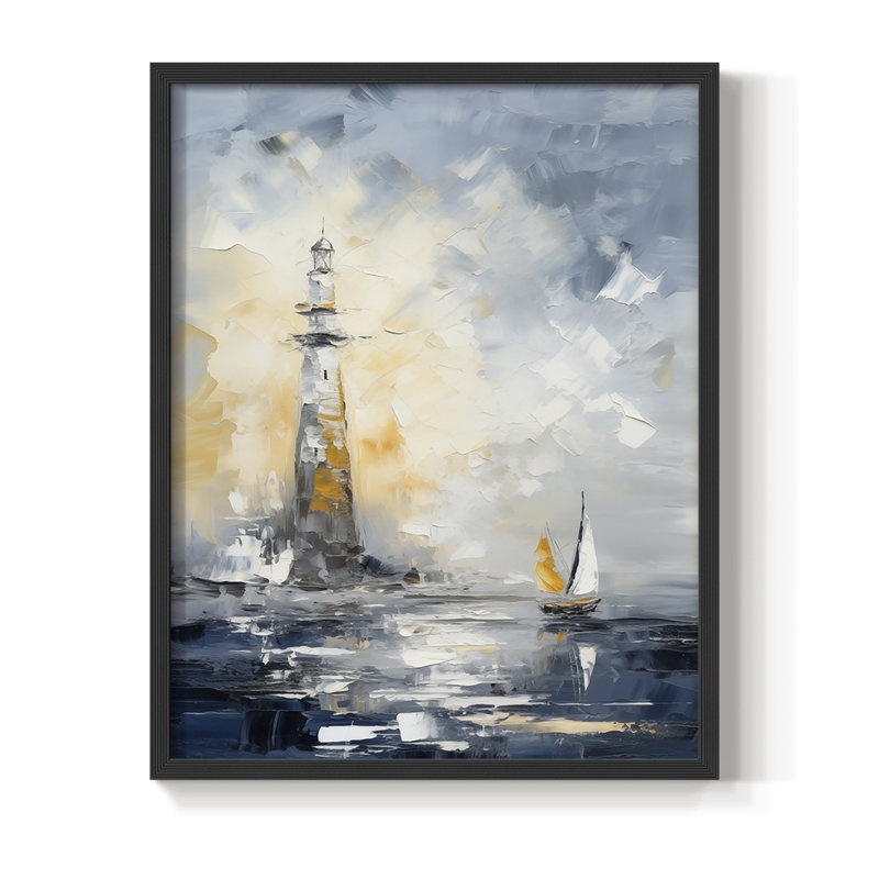 NAUTICAL Series, impression encadrée en bois massif, Noir, noir, noir, noir, H 21 po x l 17 po