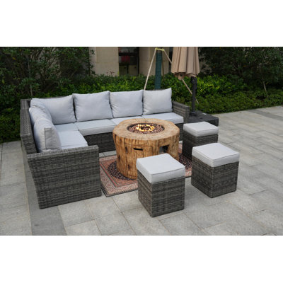 9 - Person Patio Conversation Set with Cushions