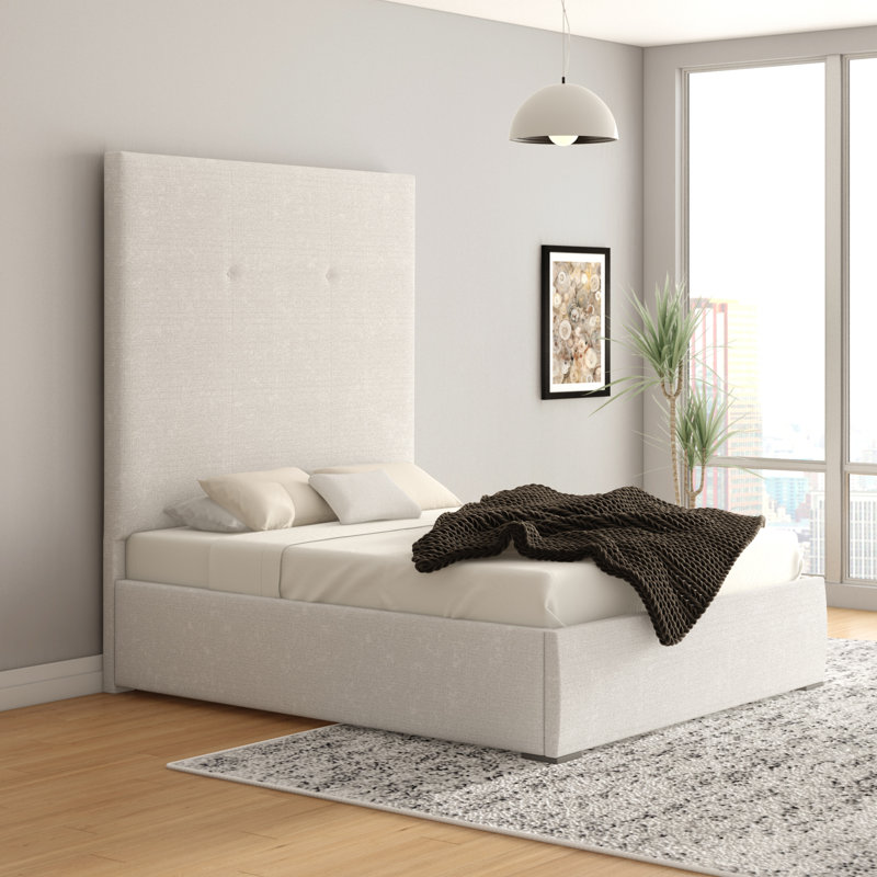 Dezyah Upholstered Standard Bed, Queen, Off White Revolution®