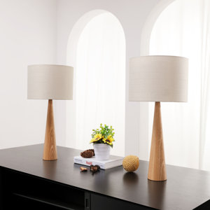 Manveen 20" Natural Solid Wood Table Lamp set of 20 