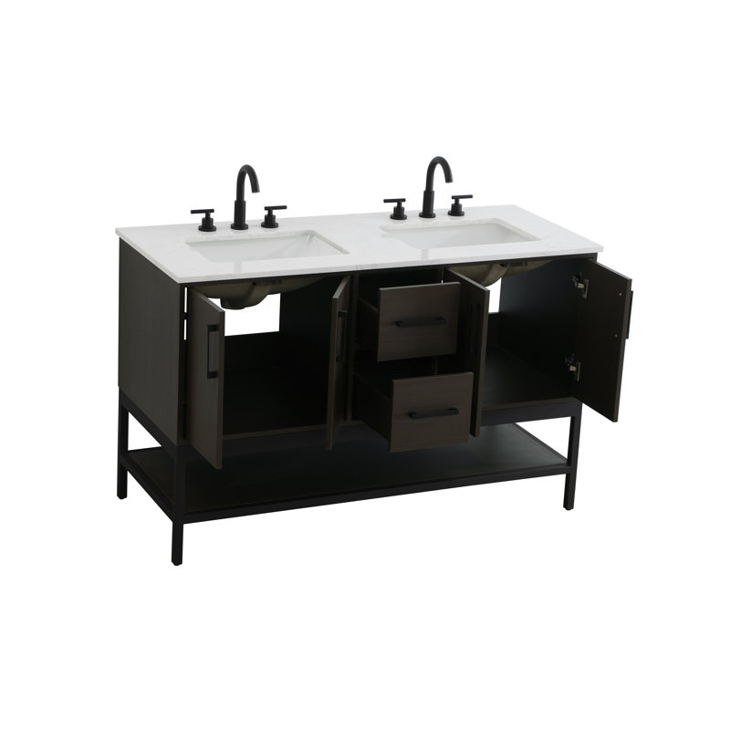 Meuble-lavabo double 54 po, Brun moka