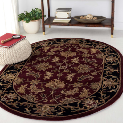 Tapis rouge / noir en laine touffeté à la main Cranmore