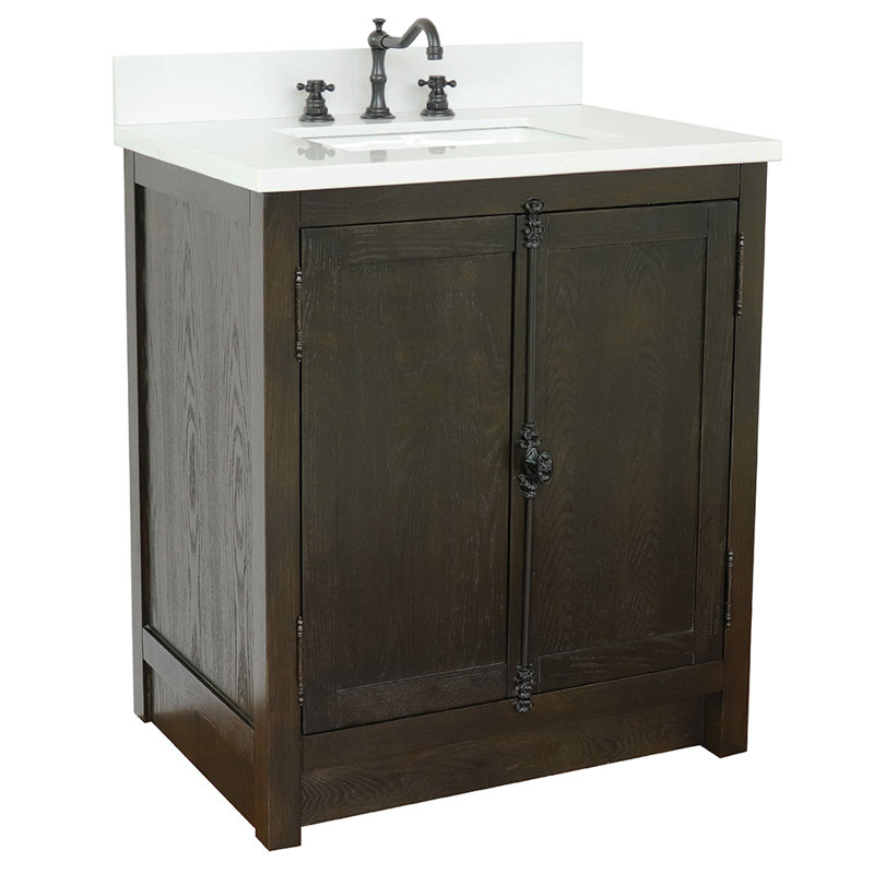 Ensemble de meuble-lavabo simple 31 po Ziemba, Quartz blanc, Glacier cendré