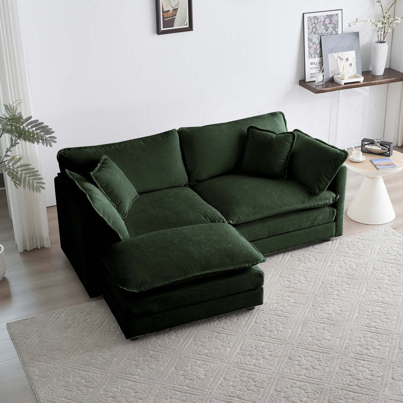 Canapé modulaire Modern Canapé modulaire en velours côtelé Canapé modulaire, H 34,6 po x l 122 po x P 66,4 po, Vert