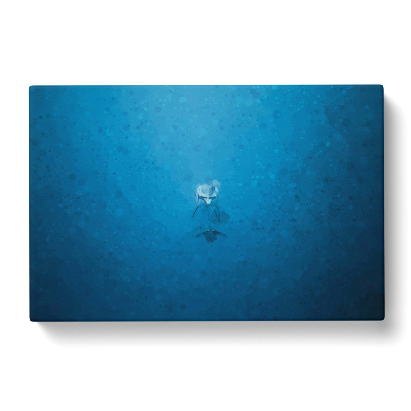 Lone Dolphin In Abstract - Wrapped Canvas Print, 60cm H x 91cm W x 3cm D