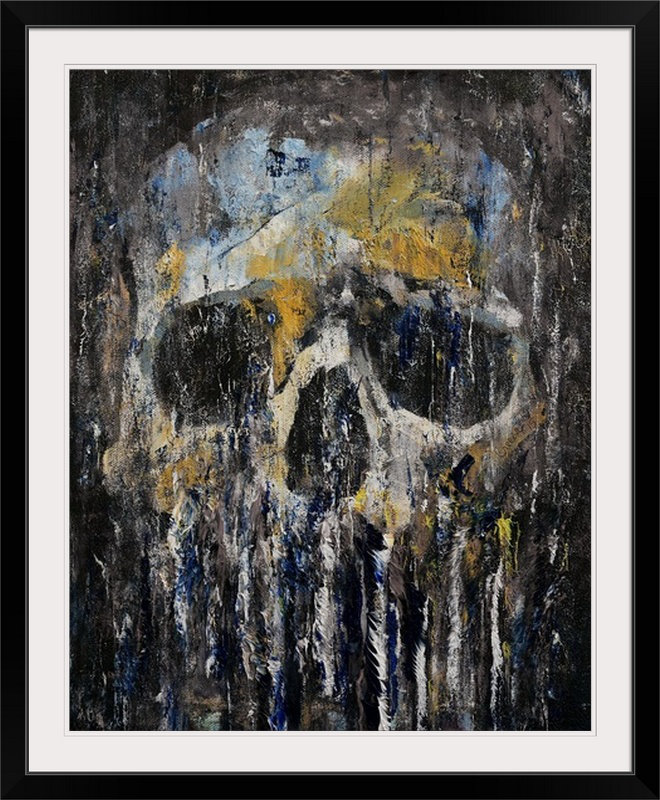 «Alcantar Grunge Skull» par Michael Creese, reproduction d'art, Cadre noir, H 23 po x l 20 po x P 1 po