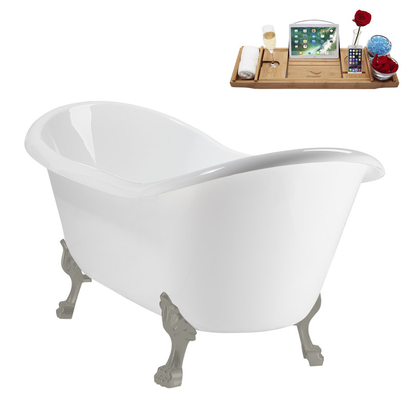 71" Streamline Clawfoot Tub,Tray,Drain and Clawfeet, Brushed Gun Metal, Brushed Nickel