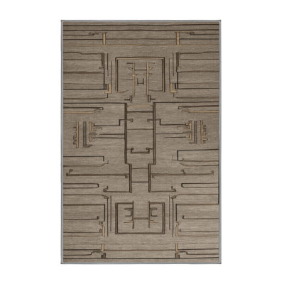 Machine Washable Art Deco Gray Area Rug