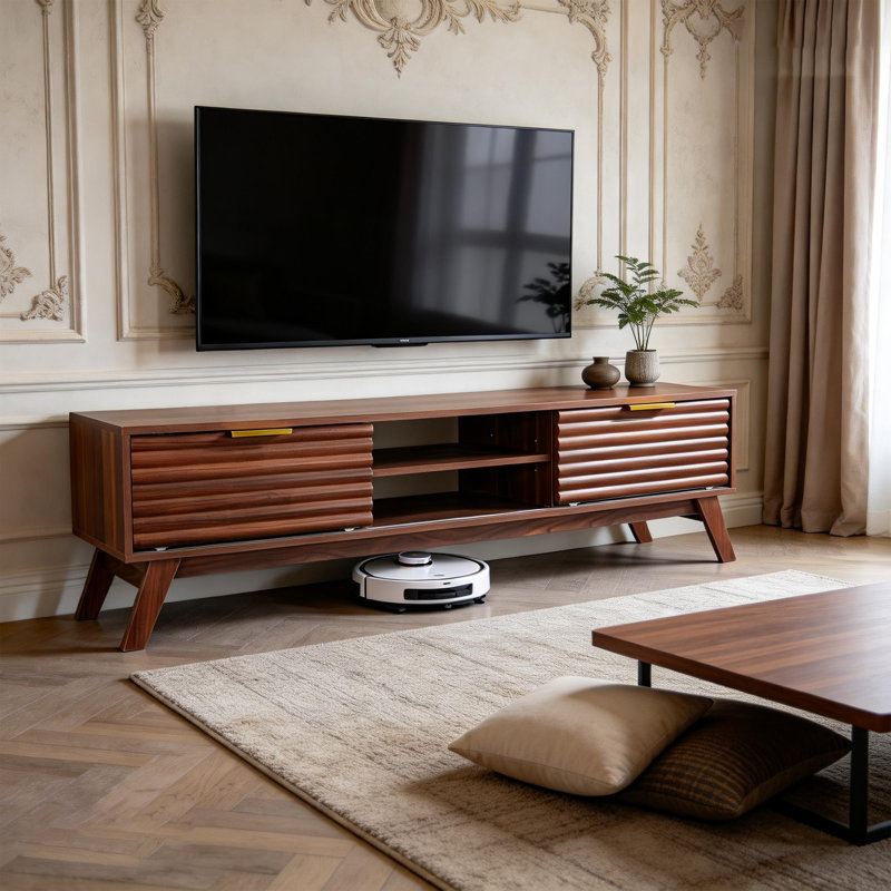 Vintage Walnut Tv Stand For Tvs Up To 65''