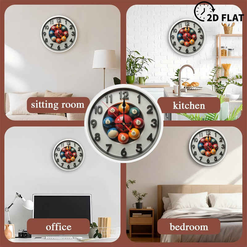 Horloge décorative avec boules de billard