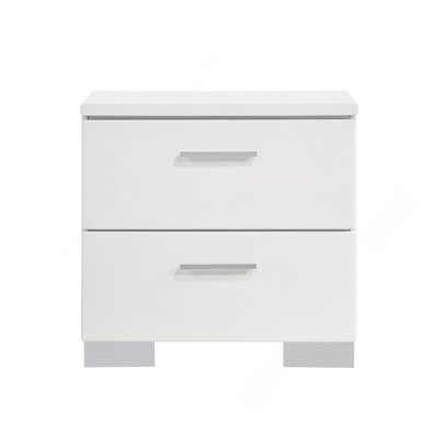 2-Drawer Nightstand In White High Gloss Finish