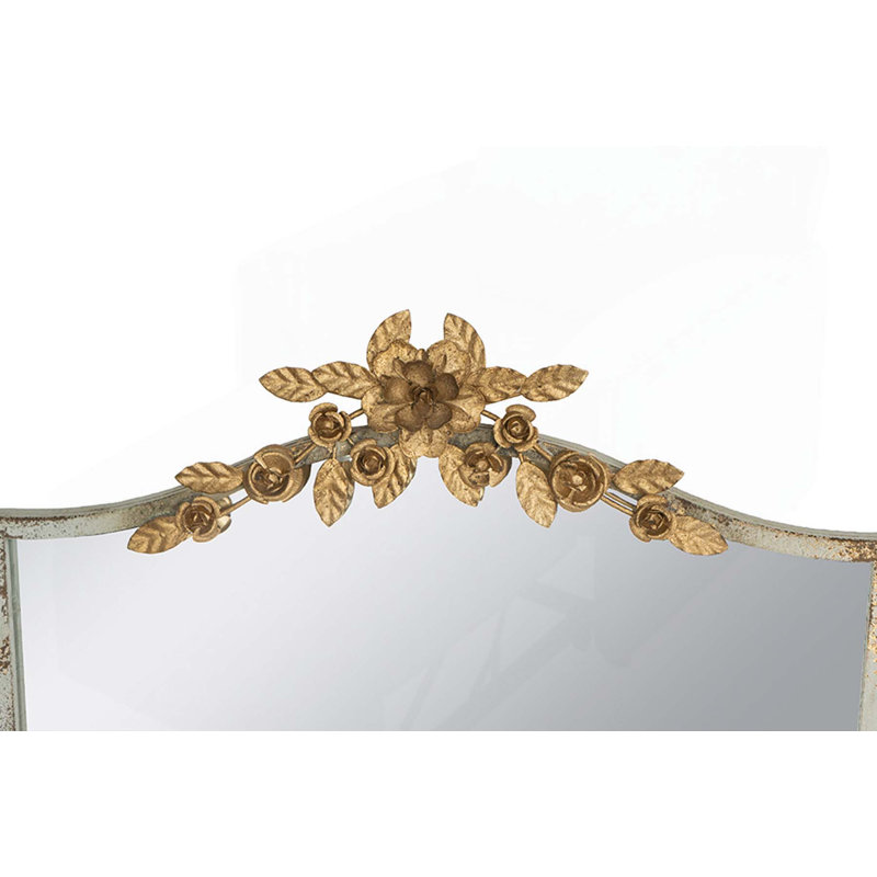Miroir mural arqué exquis avec cadre distinctif et couronne