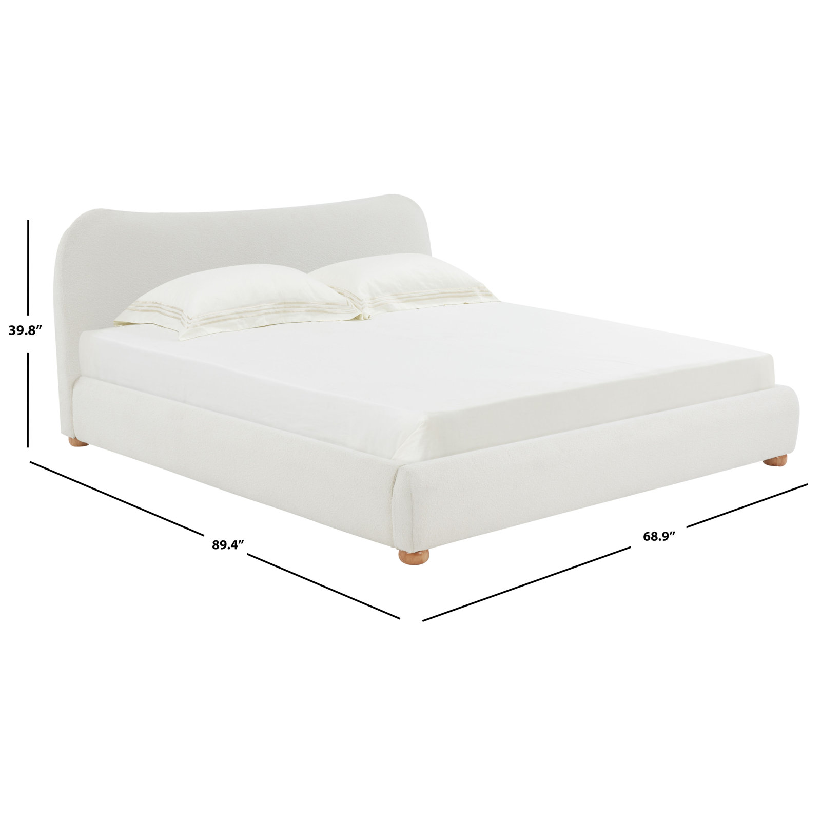Liza Upholstered Bed, Queen, Ivory Boucle