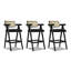 Milan Modern Webbing Back Bar Stool With Arms, Set Of 3, Ebony Black Boucle