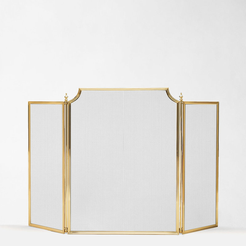 STELLA Brass Fire Screen, Brass, 31" H x 48" W x 12" D
