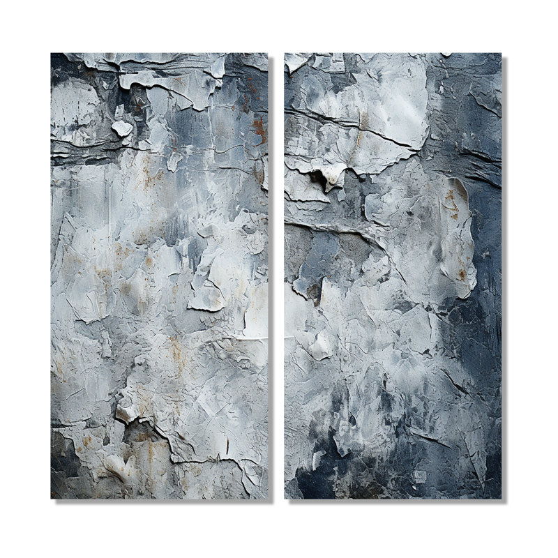Surface lunaire abstraite grise I - art mural gris 2 pièces, H 40 po x l 40 po, Toile tendue, Ne s’applique pas