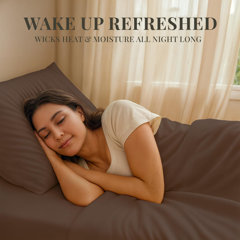 Premium Rayon From Bamboo Blend Sheet Set With Deep Pockets, Cooling and Breathable, King Sheet Set with 4 Pillowcases