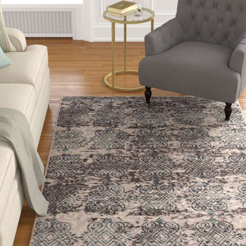 Tapis oriental beige et gris Coffman, Rectangulaire 8 pi x 10 pi