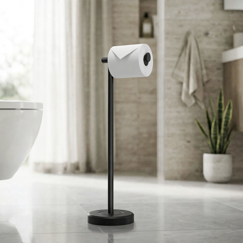 Porte-papier hygiénique sur pied Latitude II, Noir mat