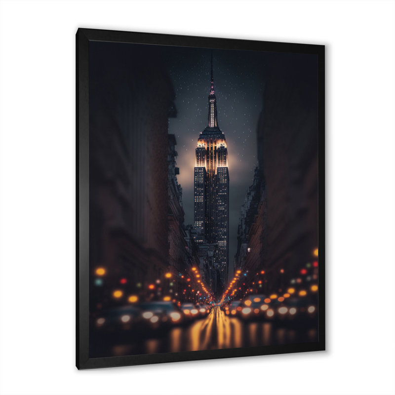 Empire Empire Building Tilt Shift in the Night Lights III - reproduction sur toile, H 32 po x l 16 po x P 1 po
