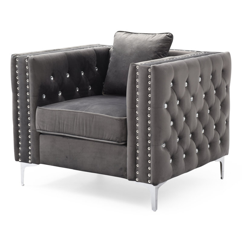 Compact Delivery Velvety Glam Accent Chair For Small Spaces