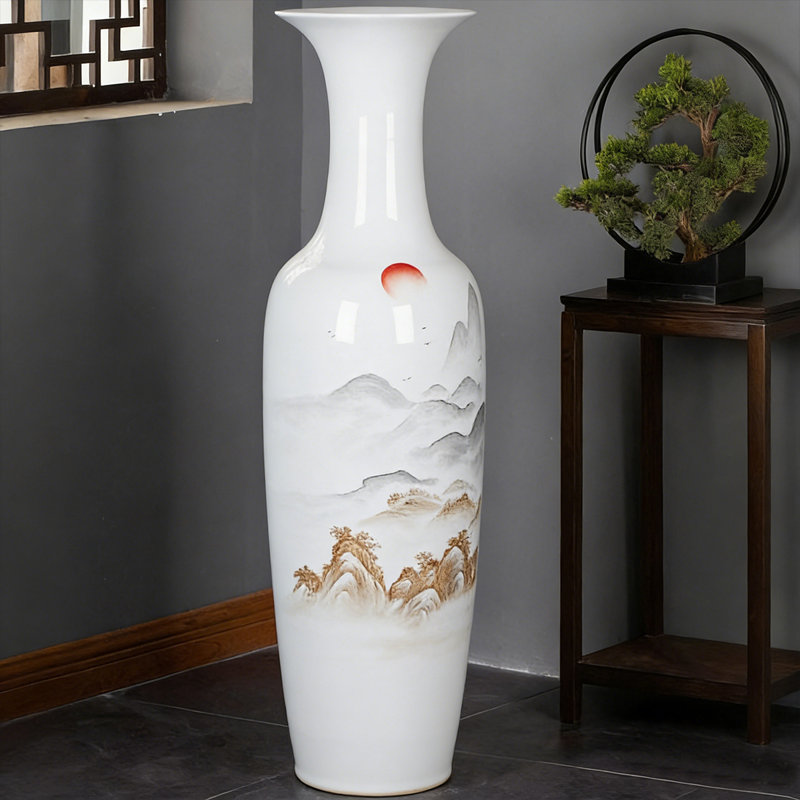 Vase décoratif en céramique à main levée de 70,87 po Jingdezhen, H 70,87 po x l 18,9 po x P 18,9 po