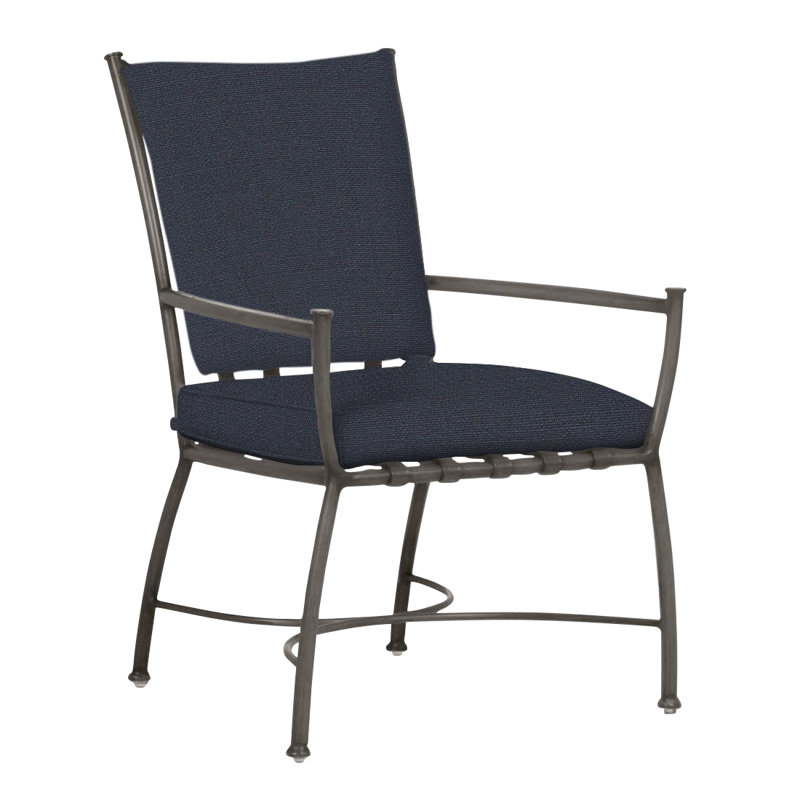 Majorca Patio Dining Armchair with Cushions, Welt, Linen Navy