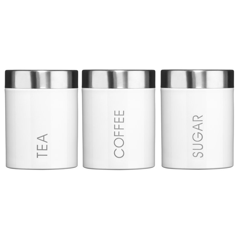 Surrett Metal Jar - Set of 3, White/Blue