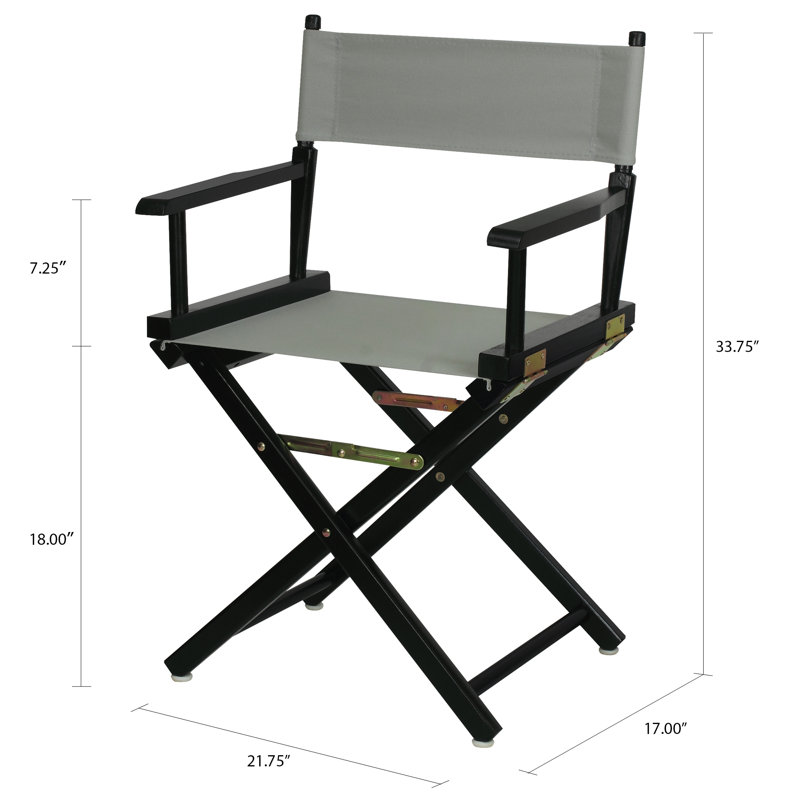 Chaise de réalisateur pliante 18 po, gris, Noir, noir, noir, noir
