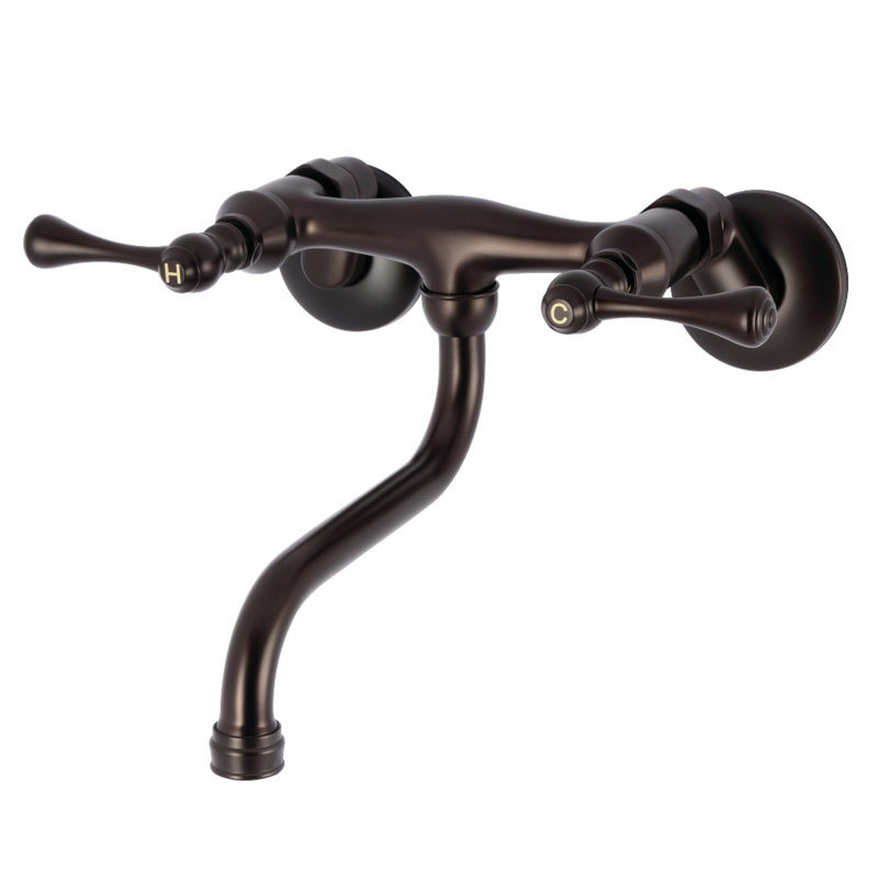 Kingston Brass Kingston Two-Handle 2-Hole Wall Mount Bathroom Faucet, Oil Rubbed Bronze