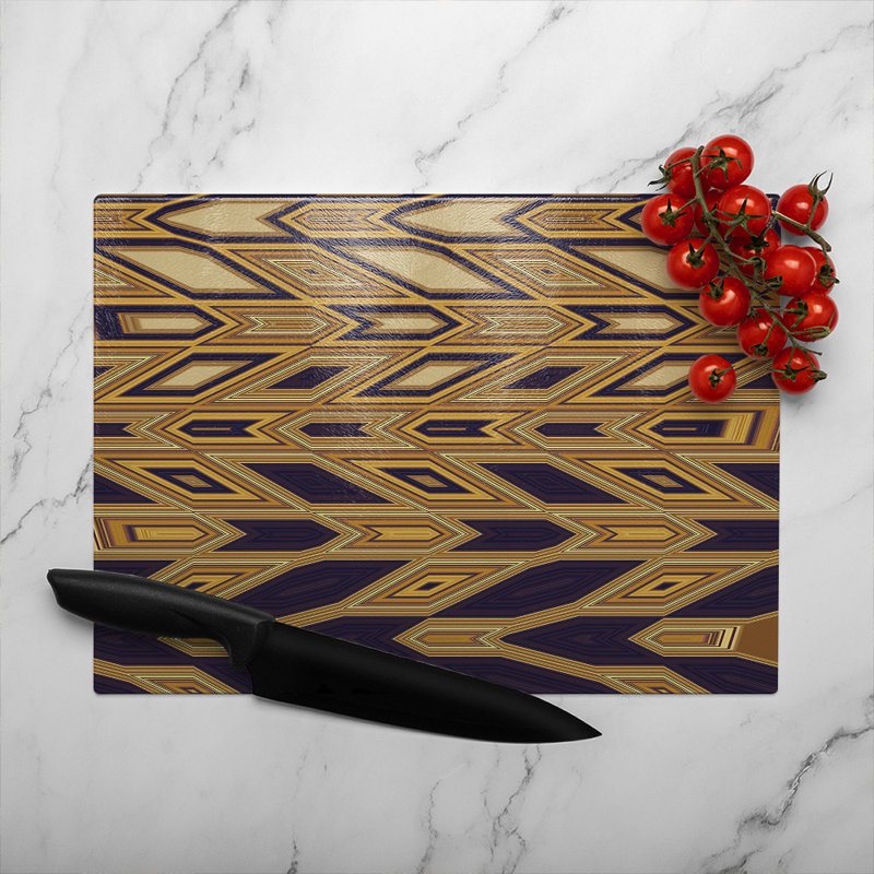 Geometric Tiles Glass Chopping Board, 28cm L x 20cm W
