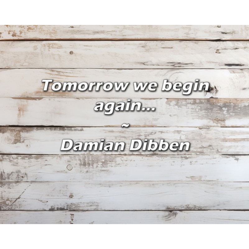 Damian Dibben, citation: Demain, on commence à nouveau ...