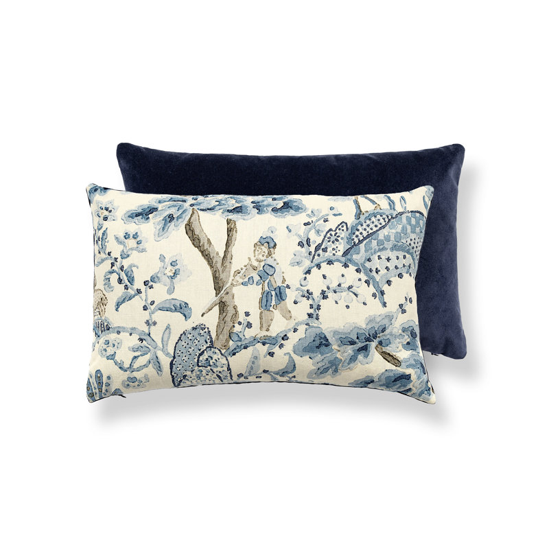 KELMESCOTT / AURORA PILLOW,  Porcelain/Navy Toile, 22" H x 22" W, Square