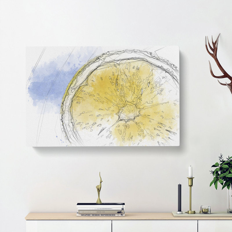 Lemon Slice - Wrapped Canvas Painting, 50cm H x 76cm W x 3cm D