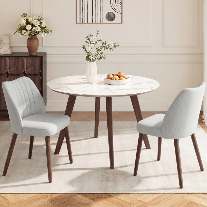 Chaise d'appoint de salle à manger rembourrée moderne avec pieds en bois , Gris