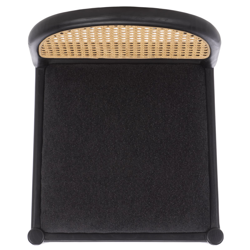 Laylie Rattan And Leather Counter Stool, Black/Boucle