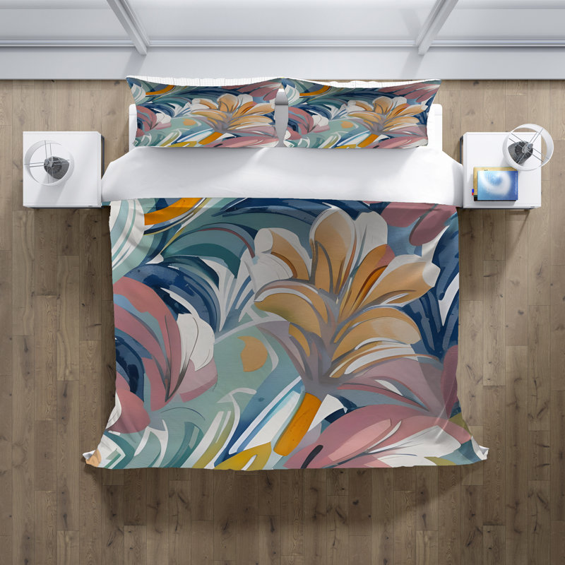 Polyester Floral Duvet Cover, King Duvet Cover + 2 King Shams