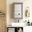 Armoire de rangement pour salle de bain avec miroir, armoire de rangement murale à porte simple avec tablette réglable (gris)
