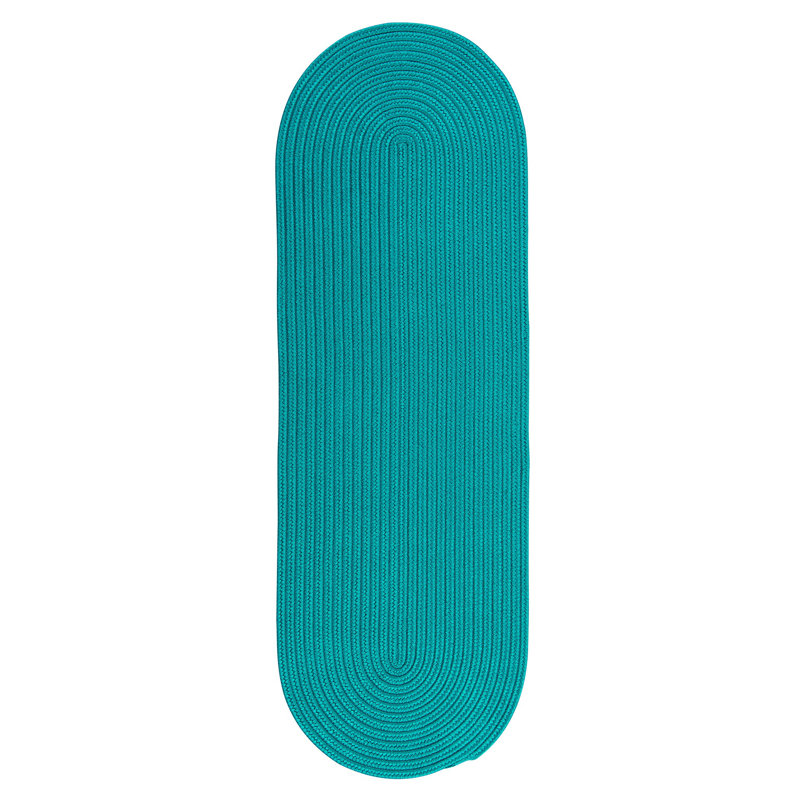 Tapis turquoise réversible pour l'intérieur et l'extérieur Audryanna, Ovale 2 pi x 8 pi