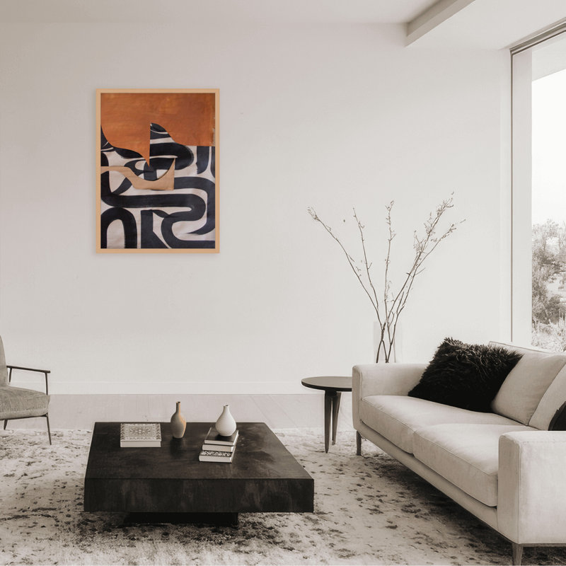Gai: A Symphony Of Abstraction, 30" H x 24" W x 1.125" D, Black, Framed Matted Print