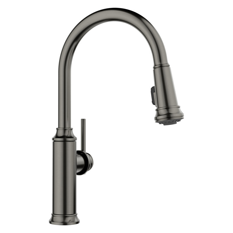 Empressa High Arc Pull-Down Dual-Spray Kitchen Faucet - Satin Dark Steel, Satin Platinum