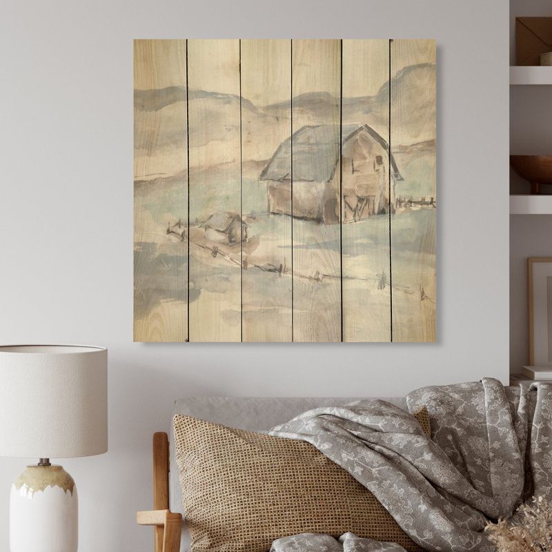 Farmhouse Barn Gray IV - impression sur bois sans cadre, H 16 po x l 16 po x P 1 po